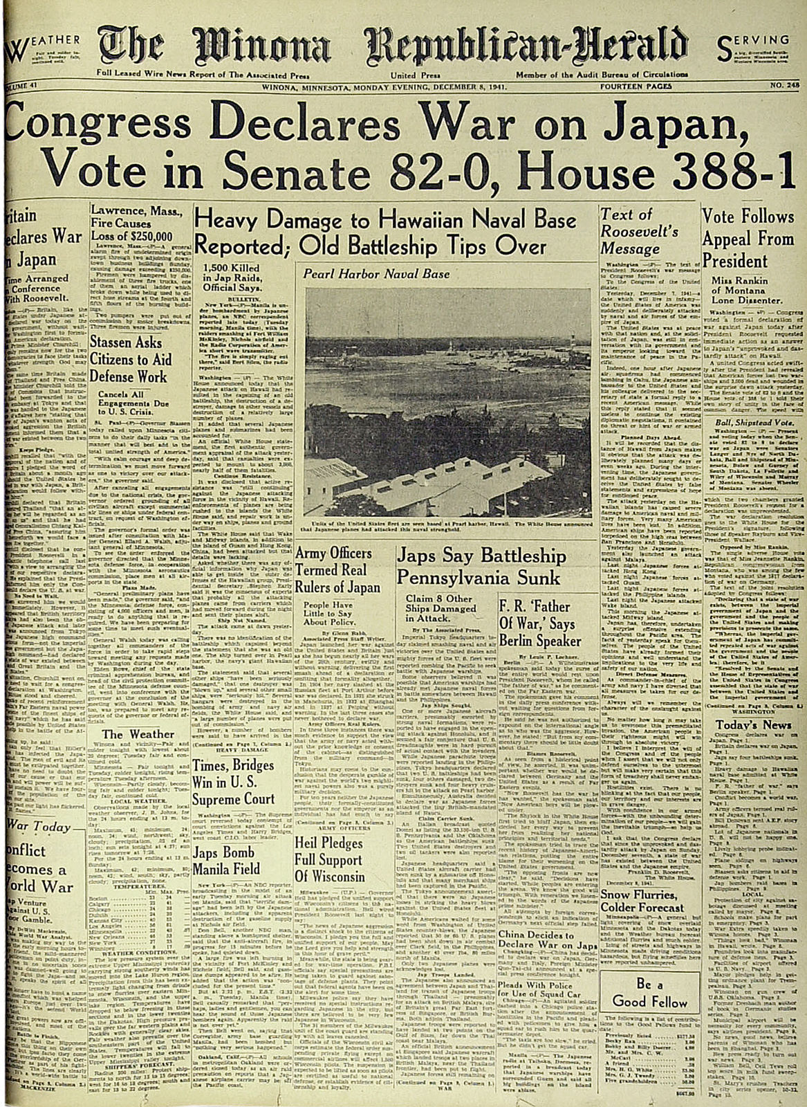 Republican-Herald Pearl Harbor 01
